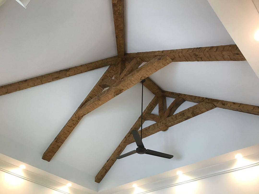 Exposed beam vaulted ceiling