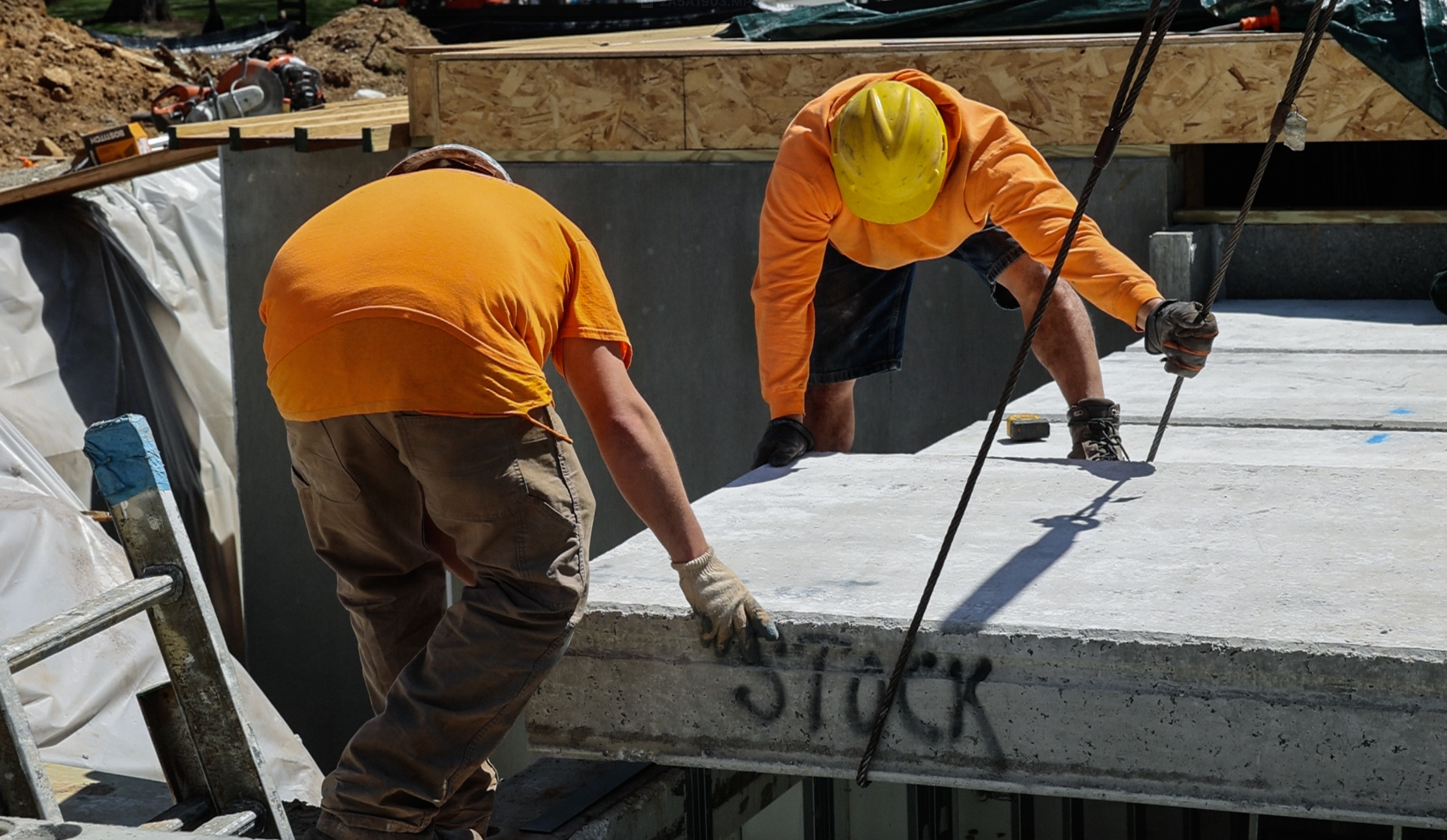Foundation work with two workers