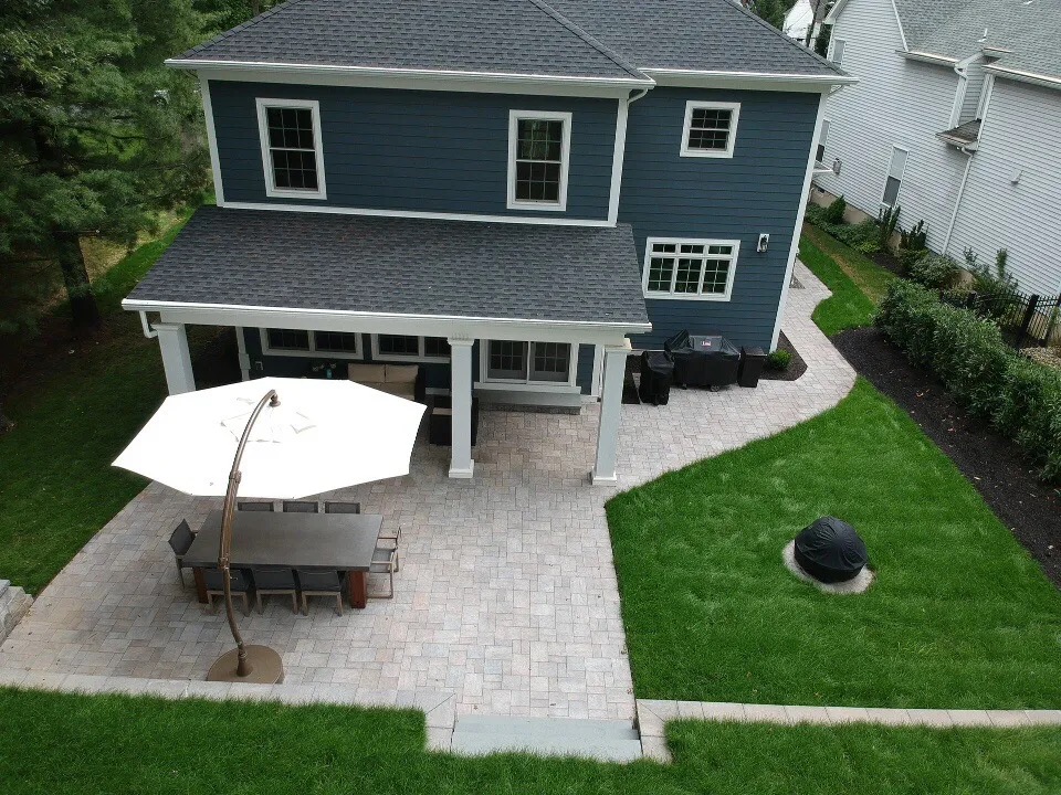 Custom walkway with natural stone pavers in NJ